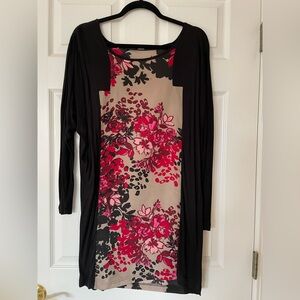 🌸 Kensie Black Floral Tunic / Shift Dress | L